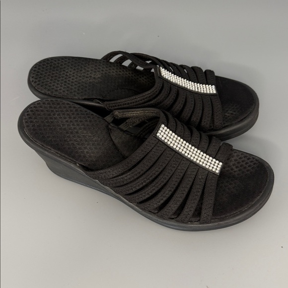 Skechers Cali Rumblers Hot Shot Wedge Sandals Black Size 10 - Picture 2 of 5